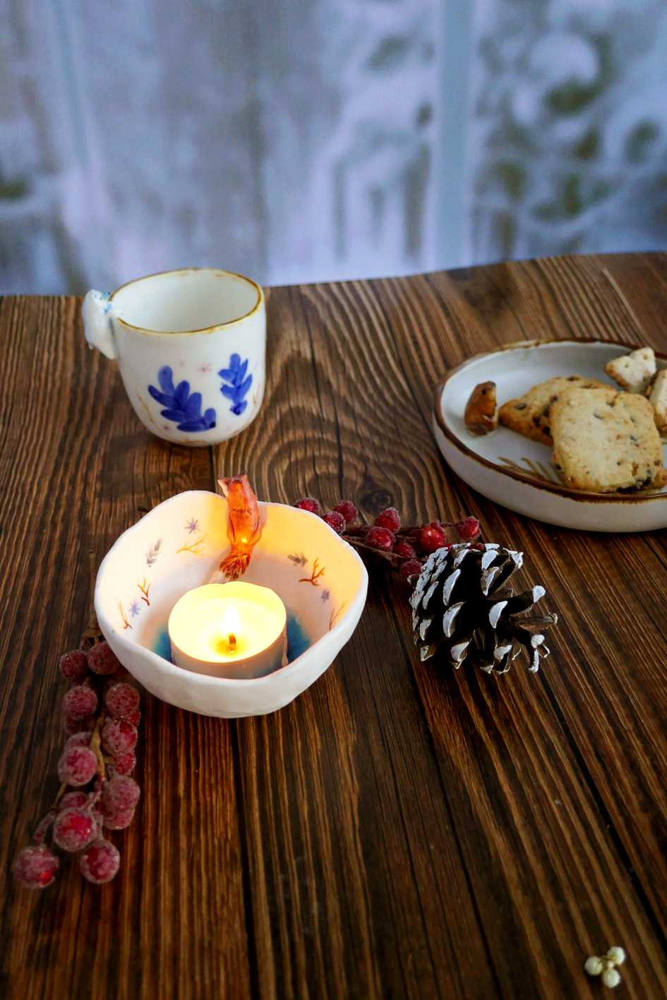 Petit bol pincé en porcelaine "Renard Hivernal" – Image 6