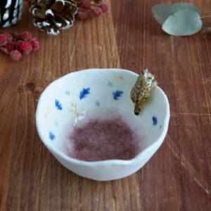 Bol décoratif en porcelaine pincée "Lynx Hivernal"