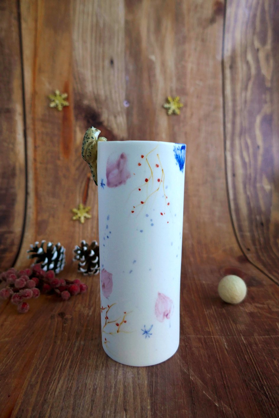 Vase long en porcelaine "Panthère des Neiges" – Image 2