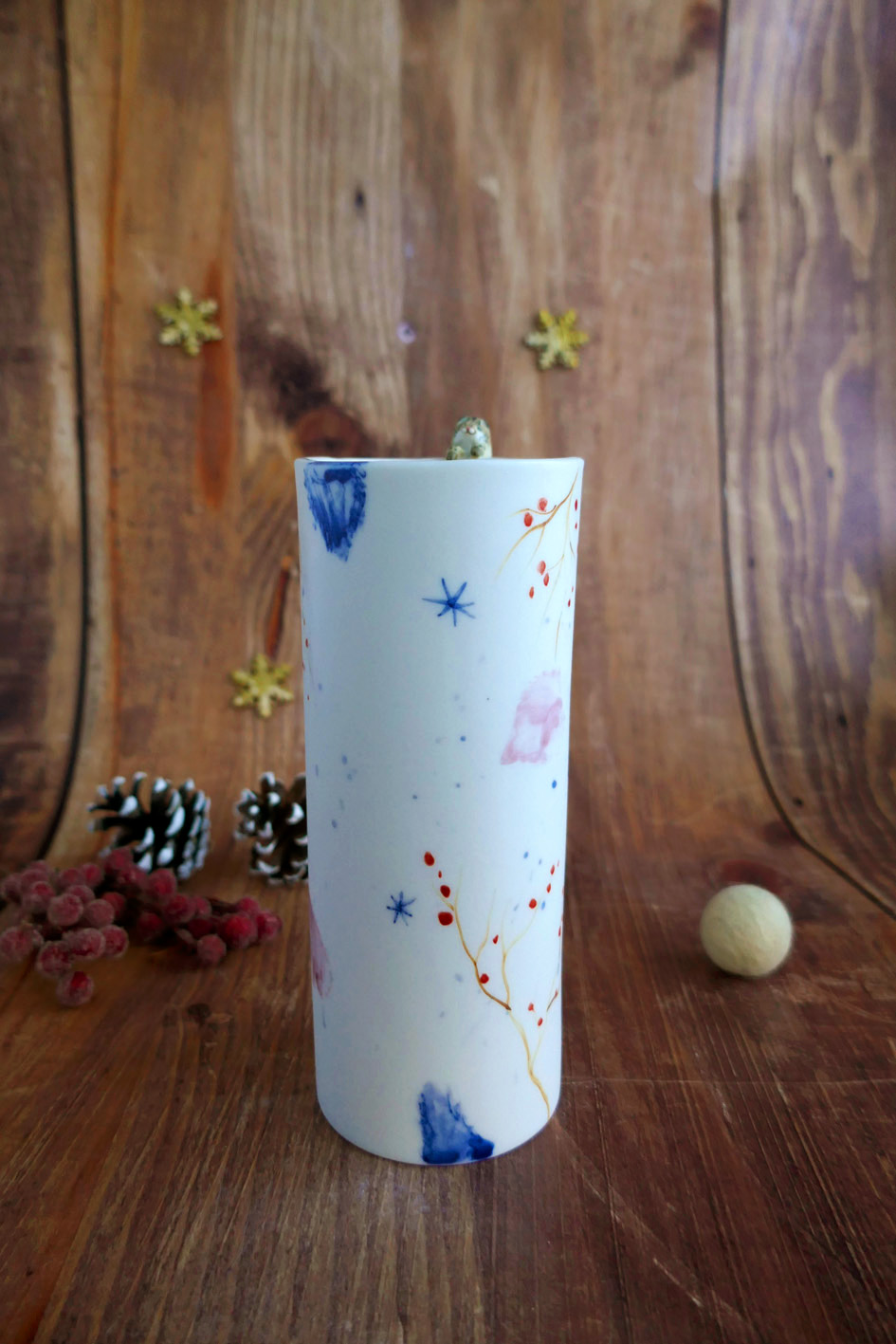 Vase long en porcelaine "Panthère des Neiges" – Image 4