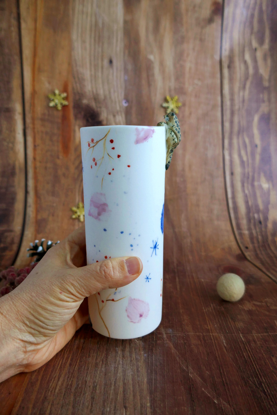 Vase long en porcelaine "Panthère des Neiges" – Image 5