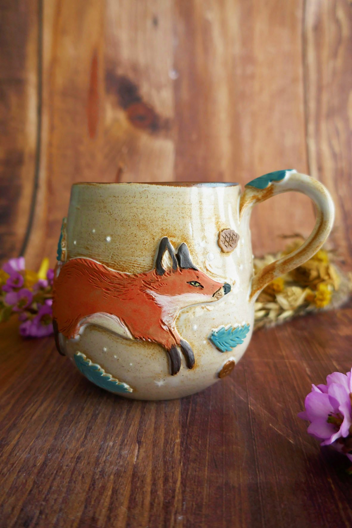Mug à anse grès "La course de Renard"