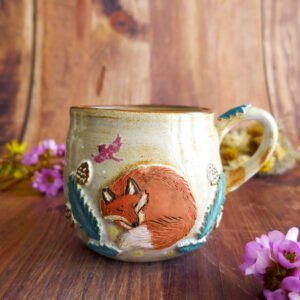 Mug à anse grès "Renard aux sapins"