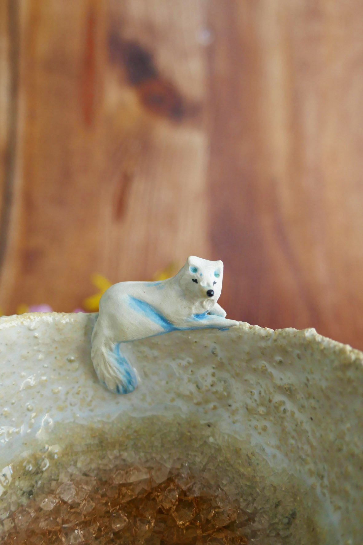 Bol décoratif en grès Renard Polaire – Image 2