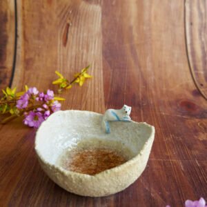 Bol décoratif en grès Renard Polaire