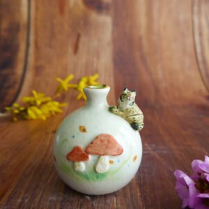 Vase miniature en porcelaine "Lynx & Champignons"