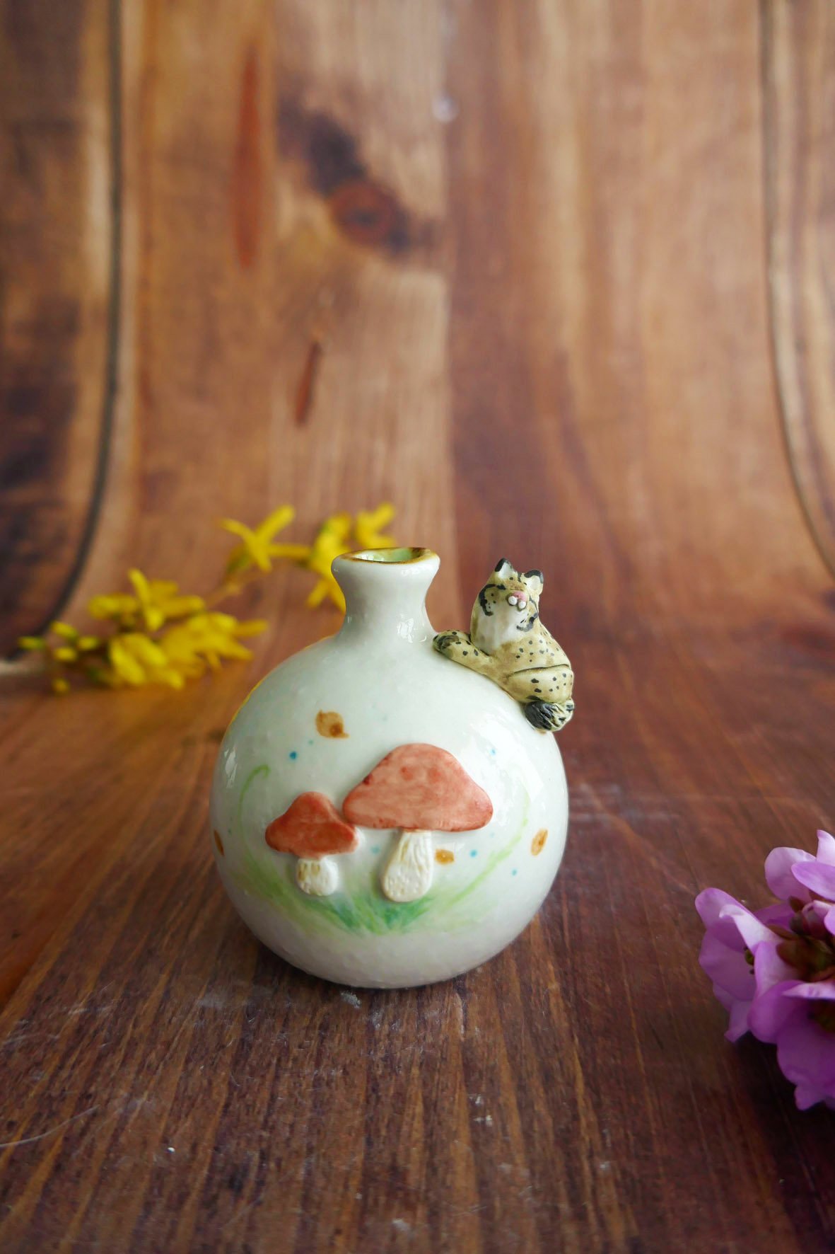 Vase miniature en porcelaine "Lynx & Champignons"