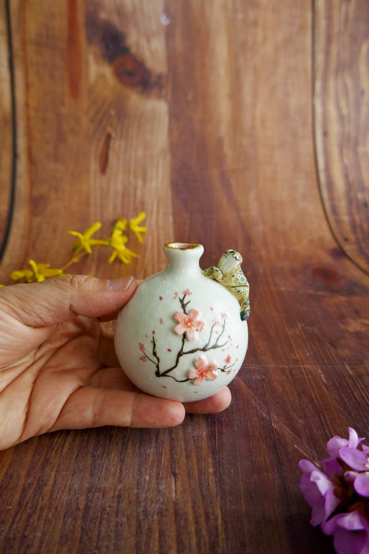 Vase miniature en porcelaine "Lynx & Champignons" – Image 6