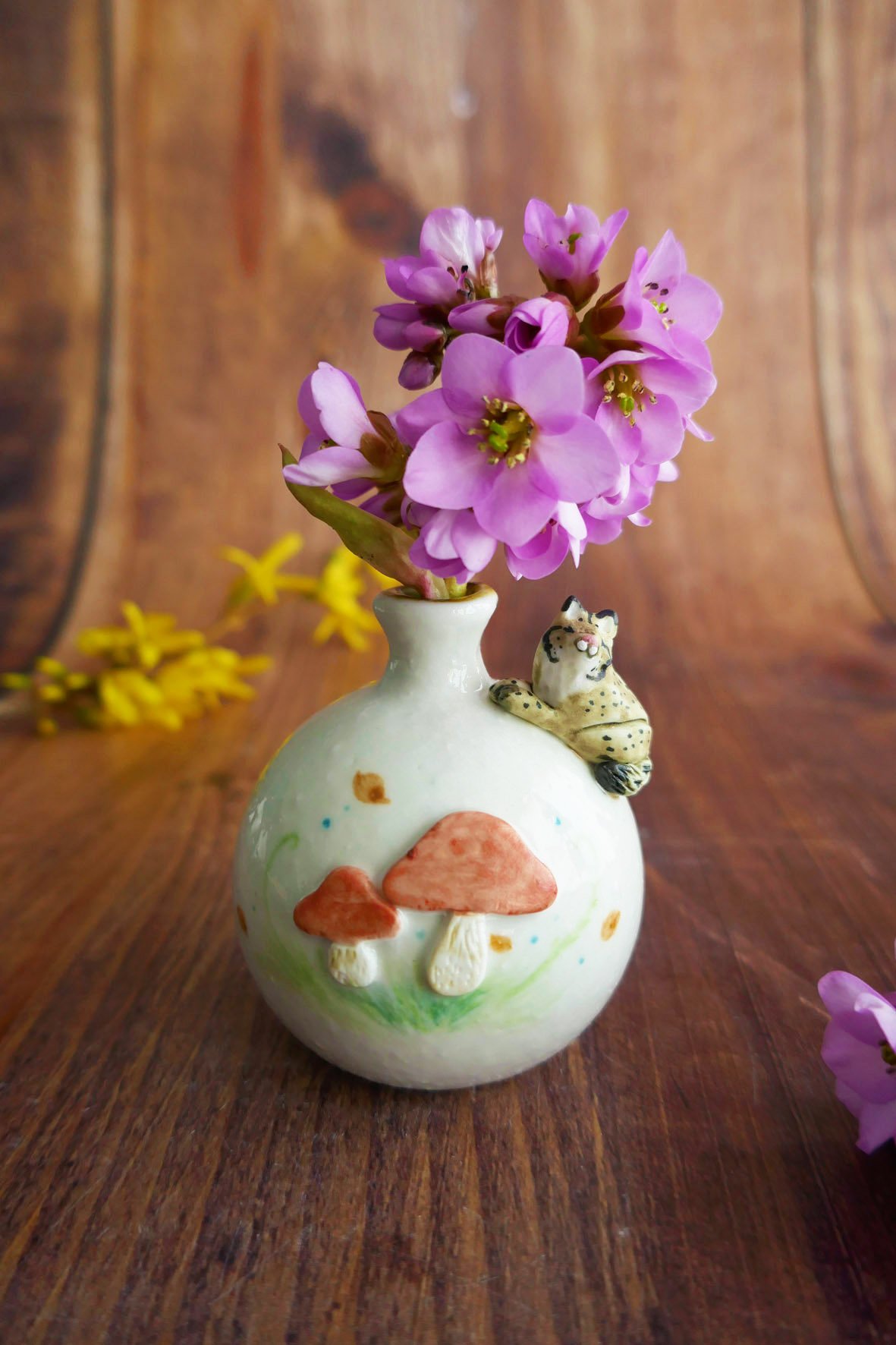 Vase miniature en porcelaine "Lynx & Champignons" – Image 5