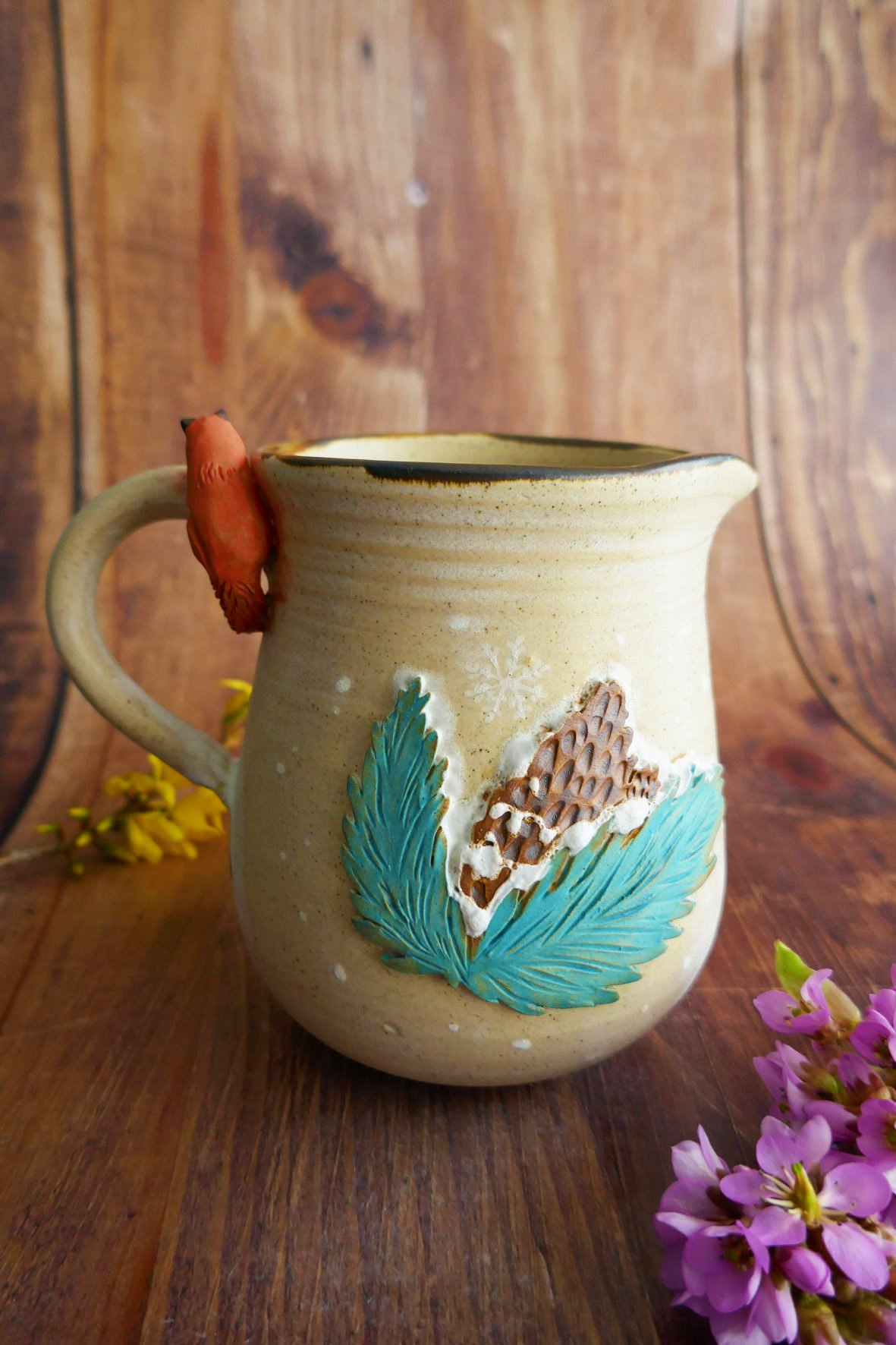 Carafe en grès Renard roux & Sapins enneigés – Image 2