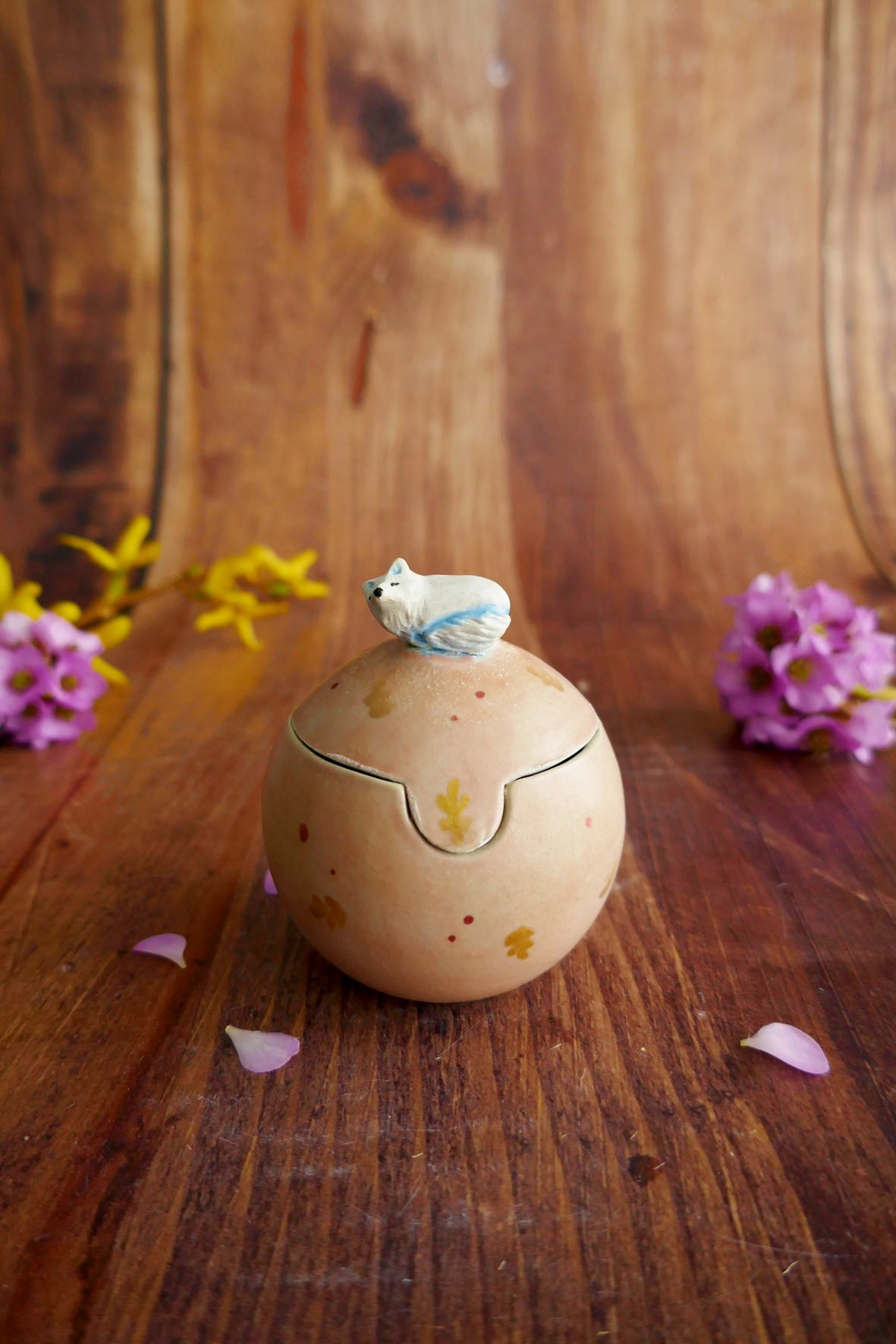 Boîte miniature en grès "Renard des Neiges"
