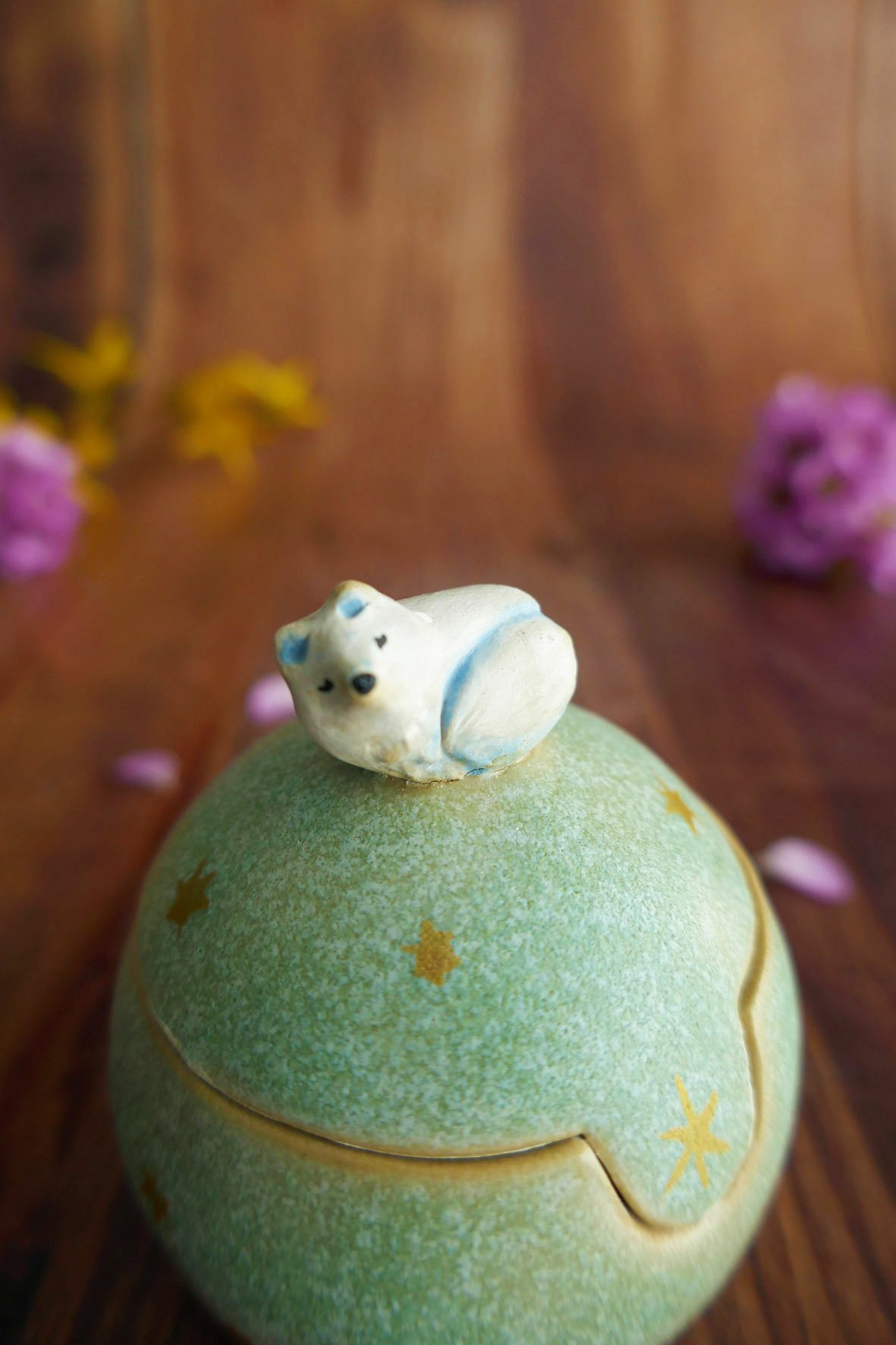 Boîte miniature en grès "Renard Blanc" – Image 2