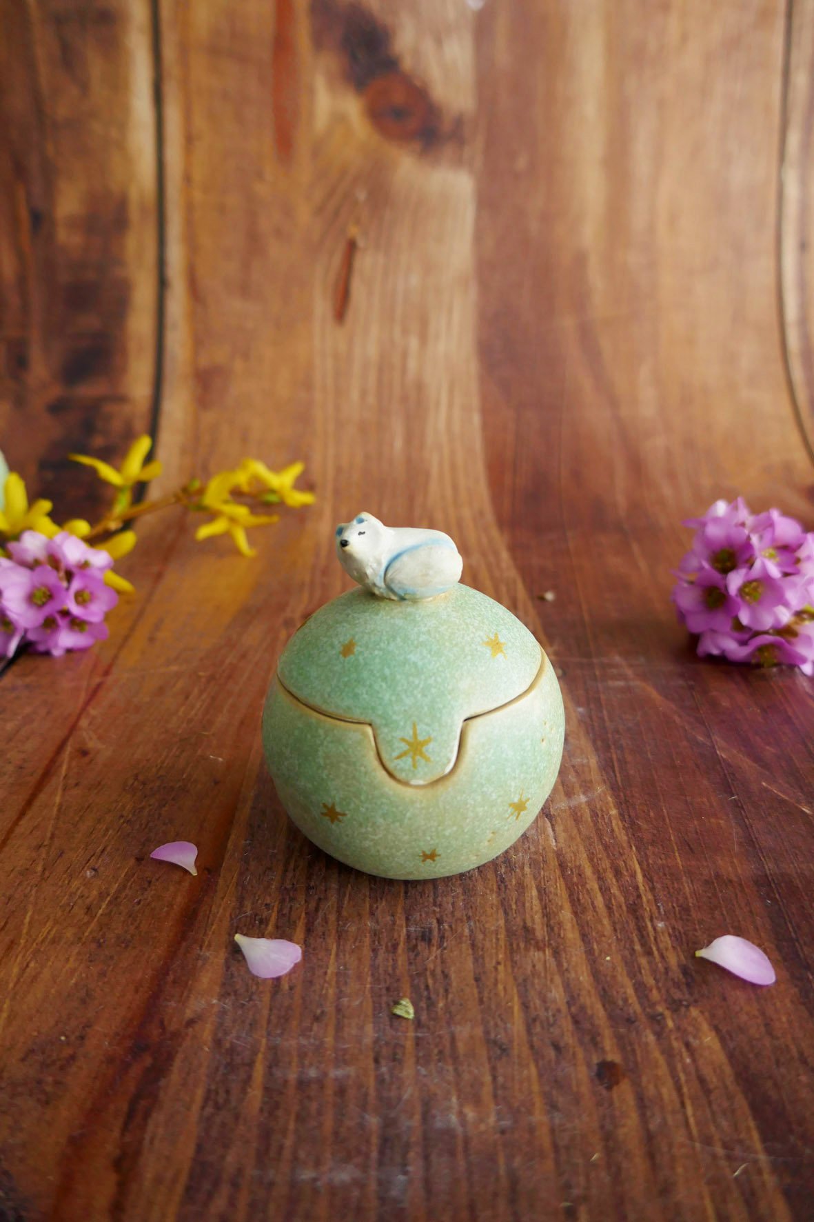 Boîte miniature en grès "Renard Blanc"