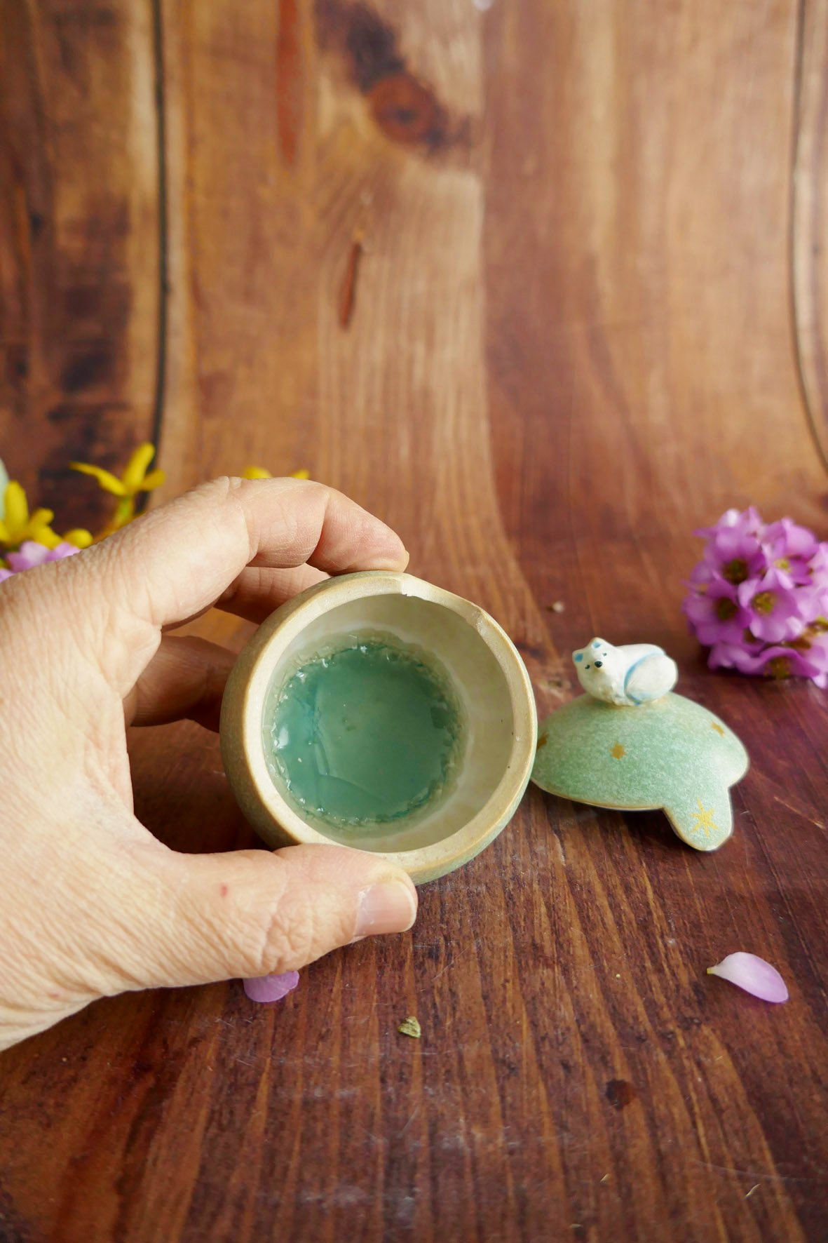 Boîte miniature en grès "Renard Blanc" – Image 4