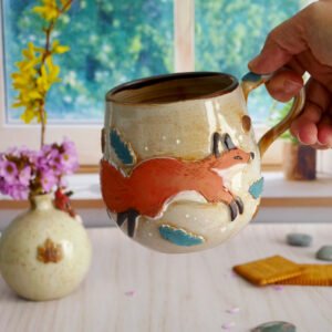Mug à anse grès "La course de Renard"