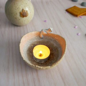 Bol décoratif en grès Renard Polaire