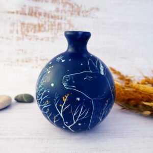 {Vide-Atelier} Vase en porcelaine "Biche sous la neige"