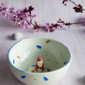 {Vide-Atelier} Bol décoratif en porcelaine "Renard Hivernal"