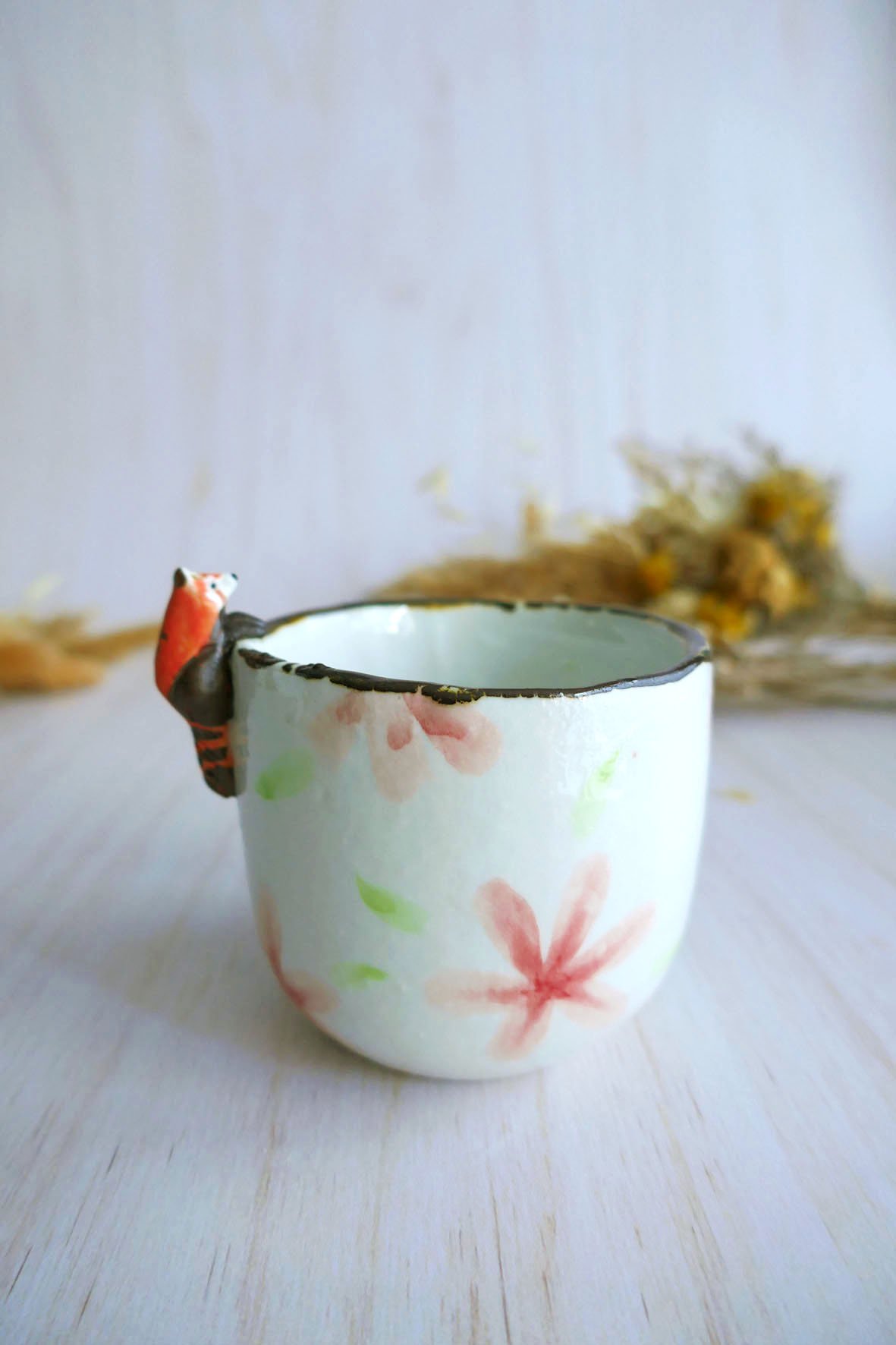 Tasse à Café en porcelaine "Panda Roux & Sakuras"