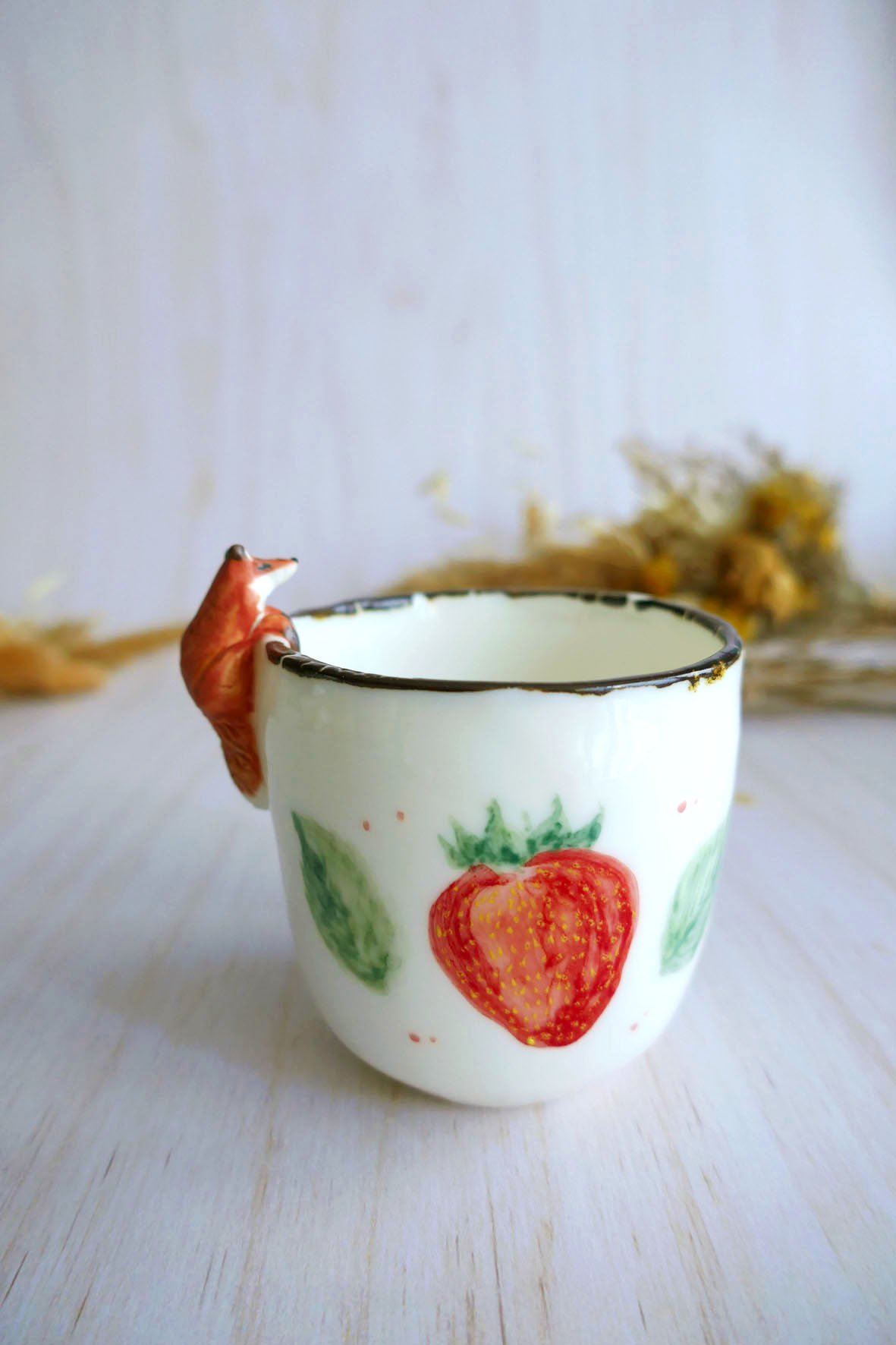 Tasse à Café en porcelaine "Renard aux fraises"