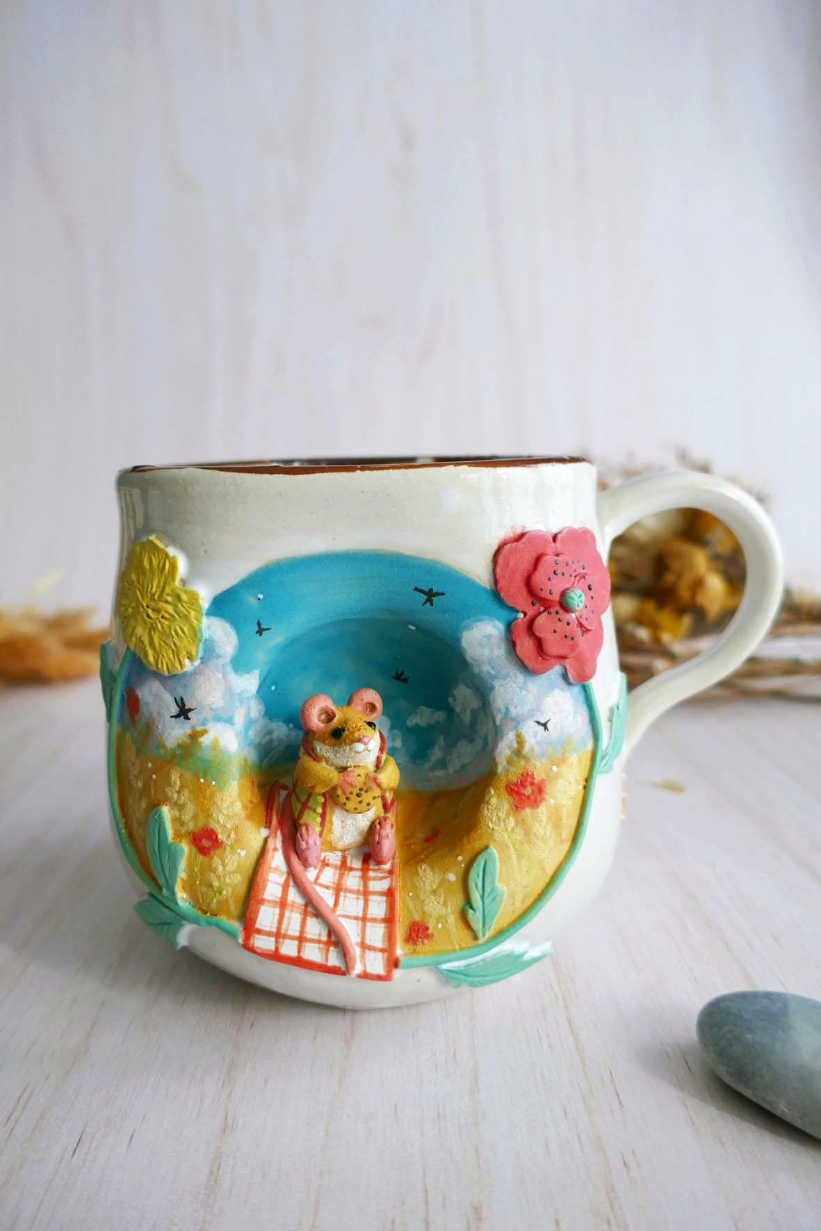 Grand Mug à anse grès "Le picnic d'Augustin"