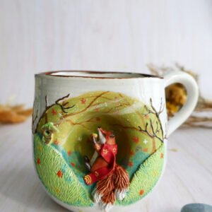 Grand Mug à anse grès "Kitsune Matcha"