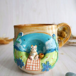 Grand Mug à anse grès "Le picnic de Basile"