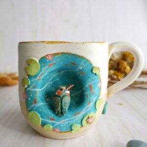 Grand Mug à anse grès "La ronde du Martin-Pêcheur"