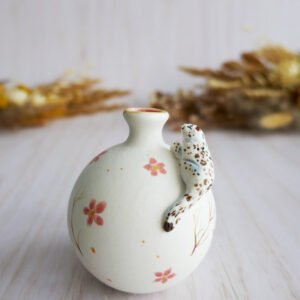 Vase Miniature porcelaine Panthère blanche