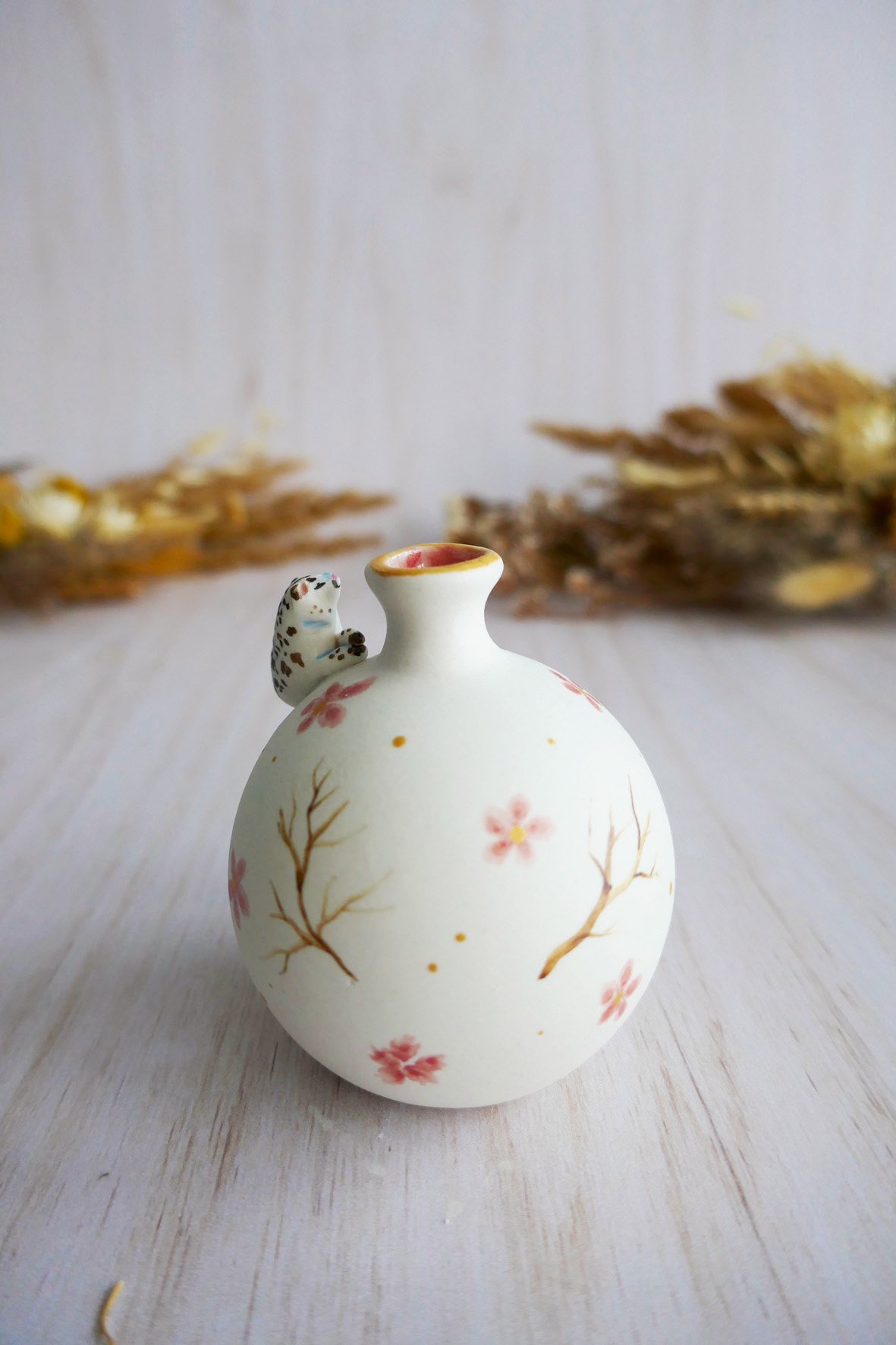 Vase Miniature porcelaine Panthère blanche – Image 2