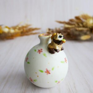 Vase Miniature porcelaine Tanuki Matcha