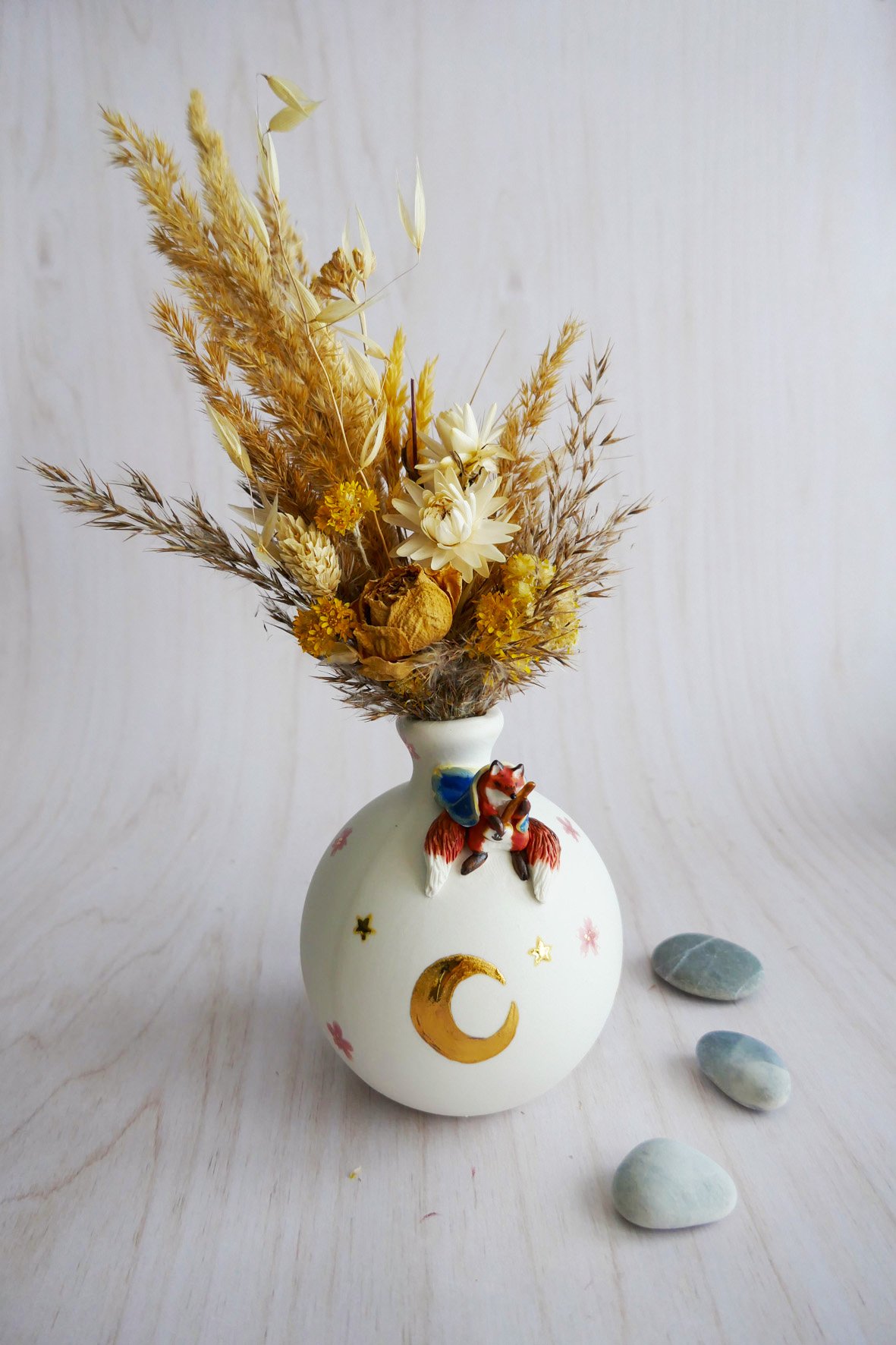 Vase Miniature porcelaine Kitsune au Shamisen – Image 4