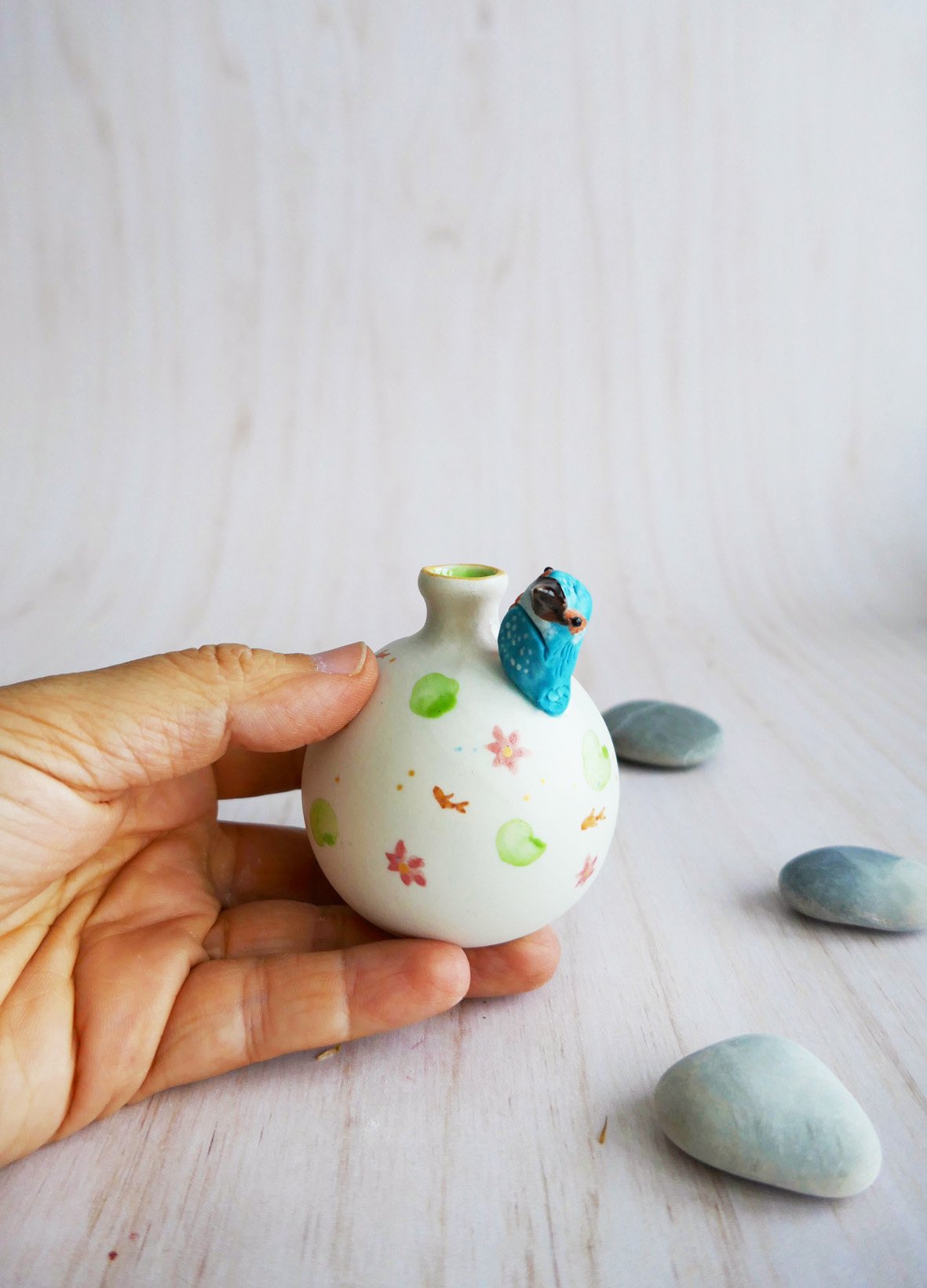 Vase Miniature porcelaine Martin PĂȘcheur â Image 3
