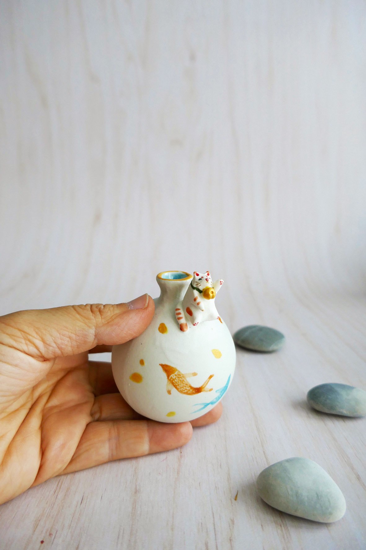 Vase Miniature porcelaine Maneki Neko – Image 4