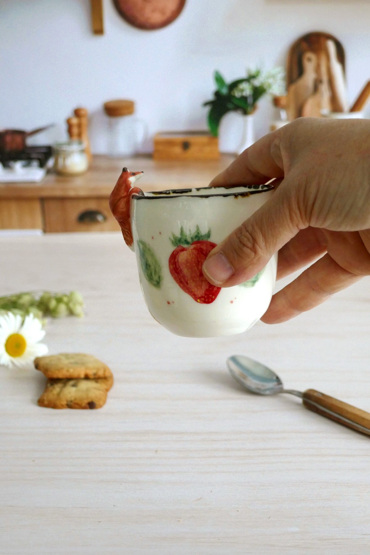 Tasse à Café en porcelaine "Renard aux fraises" – Image 5