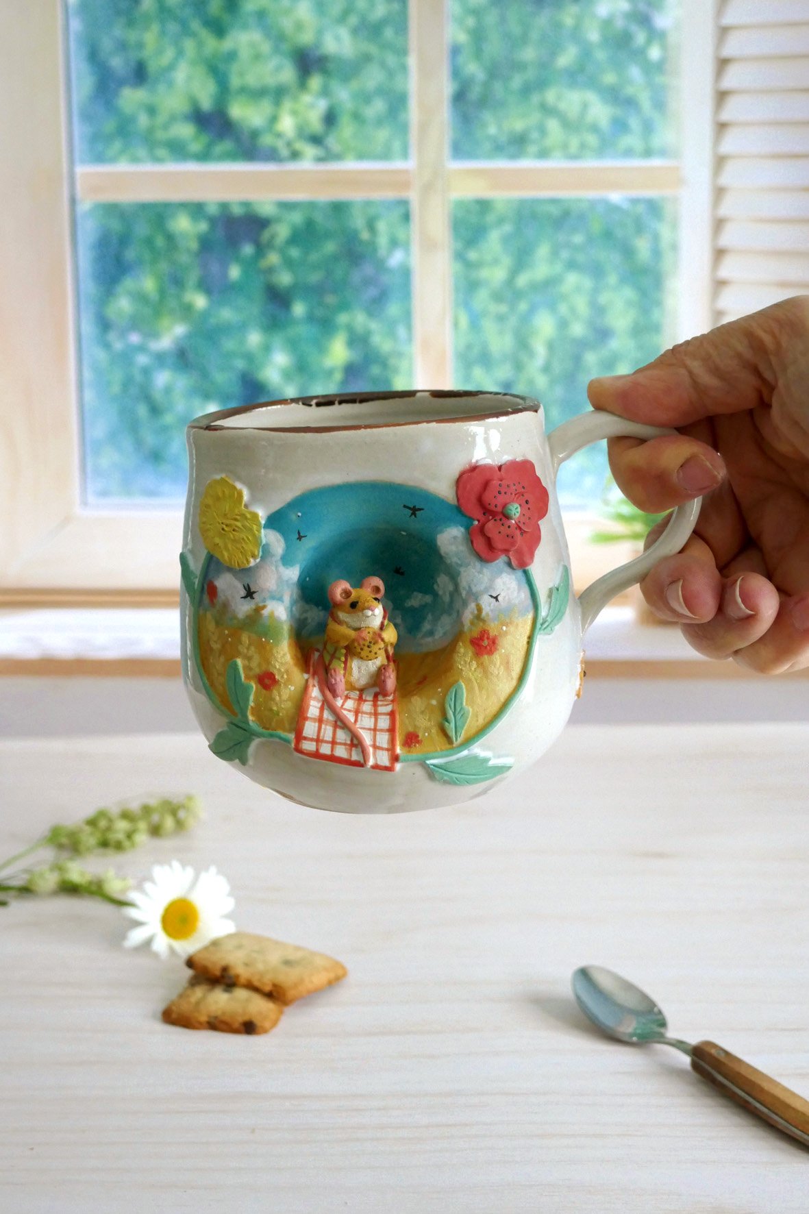 Grand Mug à anse grès "Le picnic d'Augustin" – Image 4