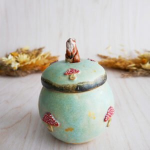 {Kintsugi} Boîte en grès Renard aux amanites