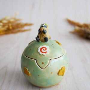 {Kintsugi} Boîte miniature en grès Tanuki