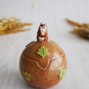 Boîte miniature en grès Renard & Chêne