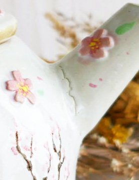 Théière en grès "Renards & Fleurs de cerisier" – Image 5